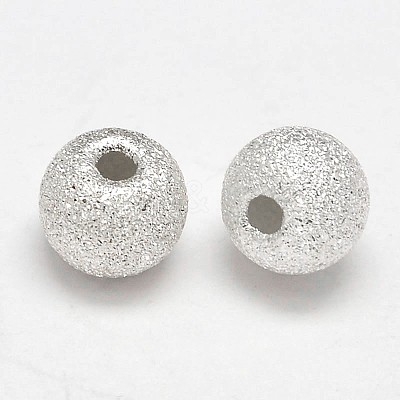Round 925 Sterling Silver Textured Beads STER-F012-23D-1