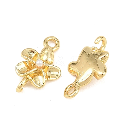 Brass with ABS Plastic Imitation Pearl Connector Charms KK-Z151-01G-02-1