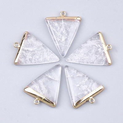 Electroplate Natural Quartz Crystal Pendants X-G-S344-49E-1