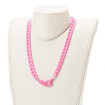 Personalized Acrylic Curb Chain Necklaces NJEW-JN03515-03-1