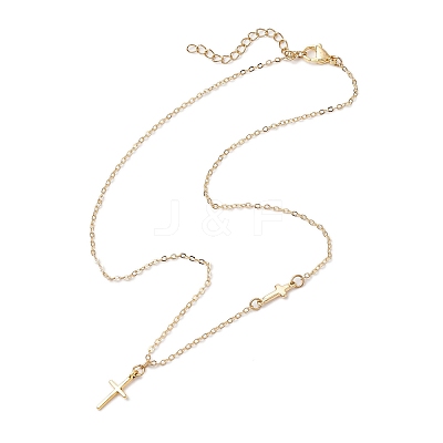 Cross 304 Stainless Steel Pendant Necklaces NJEW-JN05200-01-1