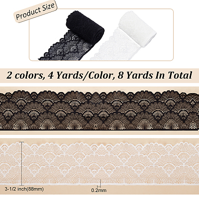 8 Yards 2 Colors Polyester Embroidery Lace Trim OCOR-FG0001-84-1