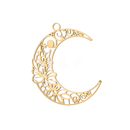 Hollow 304 Stainless Steel Pendants STAS-OY012-19G-1
