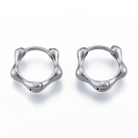 Non-Tarnish 316 Surgical Stainless Steel Bamboo Stick Hoop Earrings for Men Women EJEW-N052-06-1