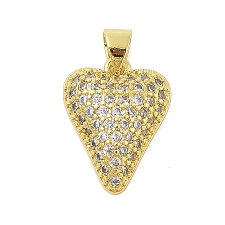 Heart Rack Plating Brass Micro Pave Cubic Zirconia Pendants KK-Z074-52G-1