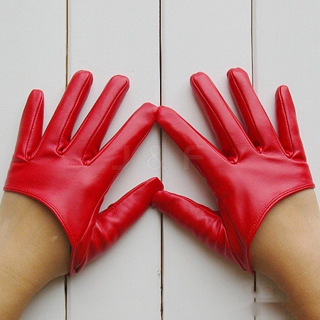 PU Leather Half Palm Gloves AJEW-WH20128-021B-1