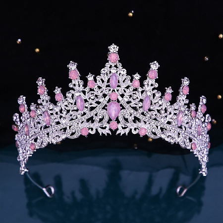 Alloy Rhinestone Crown Hair Bands for Woman Girls PW-WGB2F57-08-1