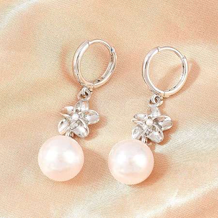 Valentine's Day Flower Brass Hoop Earrings EJEW-Z164-03P-1
