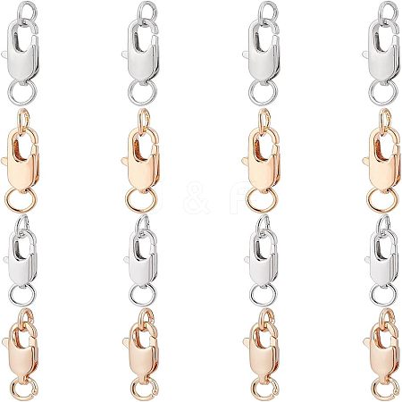 16Pcs 4 styles Brass Lobster Claw Clasps FIND-NB0002-65-1