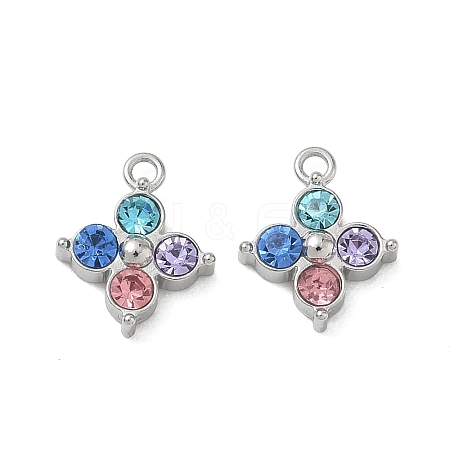 304 Stainless Steel with Rhinestone Pendants SA-CBA49D2-08P-02-1