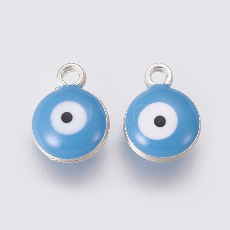 Double-sided Platinum Plated Alloy Enamel Charms ENAM-WH0046-B05-1