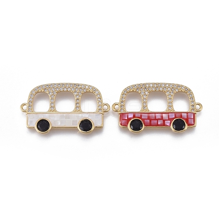 Brass Micro Pave Cubic Zirconia Links ZIRC-F113-03-G-1