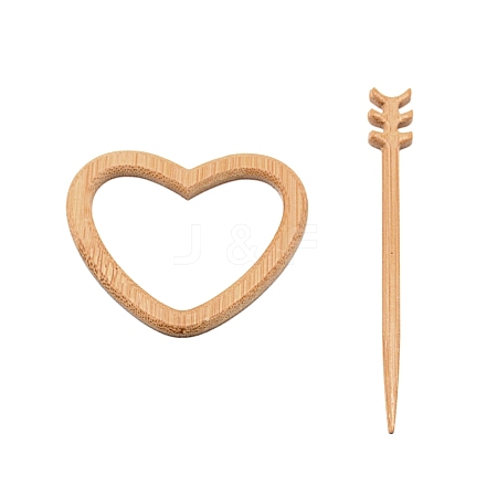Heart Wooden Shawl Pin JEWB-WH0011-48-1