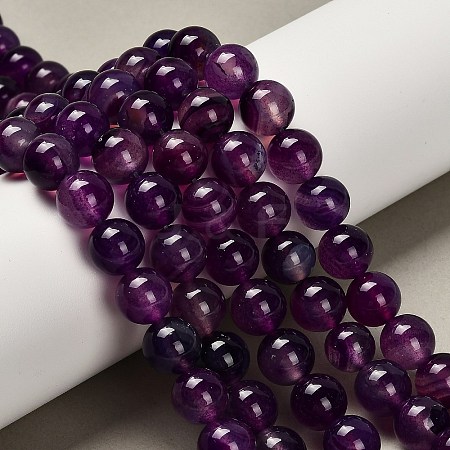 Dyed Natural Agate Beads Strands G-G203-10B-10mm-1