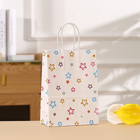 Colorful Star Printed Paper Gift Tote Bags with Handles PW-WGE8448-01-1