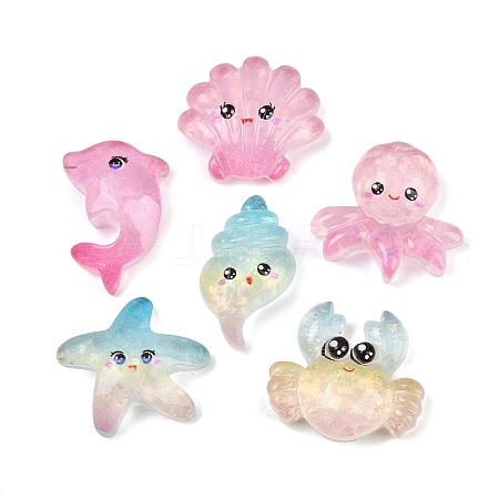 Sea Animals Transparent Resin Cabochons RE-CBAA0C5-03-1