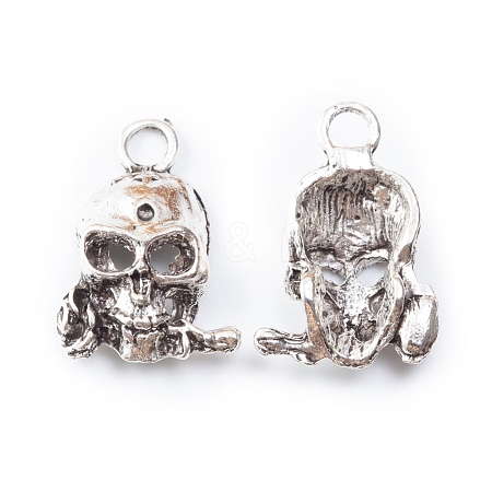 Tibetan Style Alloy Pendants SKUL-PW0002-132AS-1