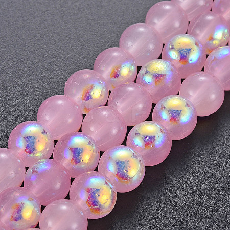 Spray Painted Glass Beads Strands X-GGLA-S058-001C-01-1