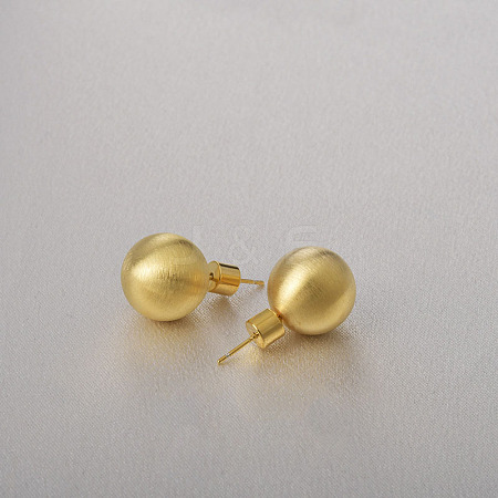 Round Ball Drawbench Brass Ear False Plugs for Women EJEW-G391-24B-G-1