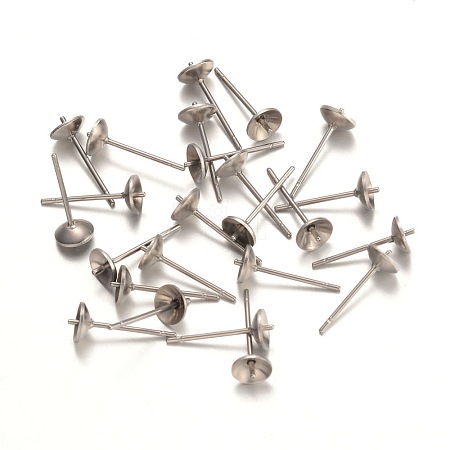 316 Surgical Stainless Steel Stud Earring Settings X-STAS-K098-05-5mm-P-1