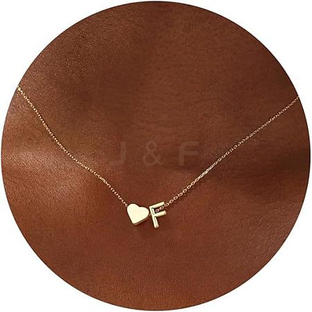 Simple Style Adjustable 316L Surgical Stainless Steel Heart and Initial Pendant Necklaces for Women WG95AEF-06-1