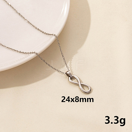 304 Stainless Steel Geometric Number 8 Pendant Necklace for Women GD7142-1-1