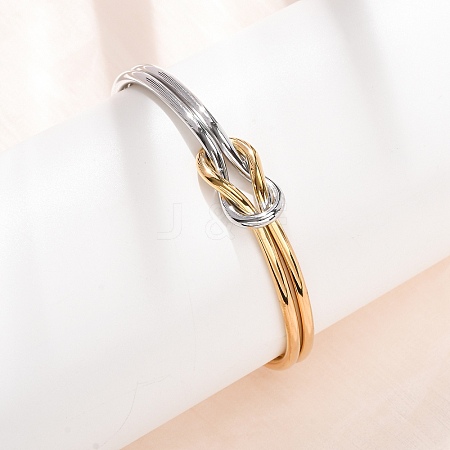 Duo Tone 304 Stainless Steel Knot Open Cuff Bangles for Women SA-CBA2192-05GP-01-1
