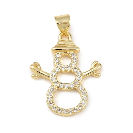 Christmas Brass Micro Pave Cubic Zirconia Pendants KK-B164-02G-01-1