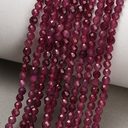 Natural Red Tourmaline Beads Strands GG-CBA77FB-B01-3mm-A-1
