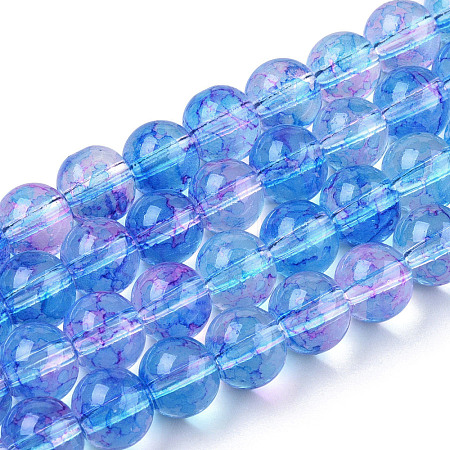Baking Painted Glass Beads Strands DGLA-Q023-8mm-DB72-01-1