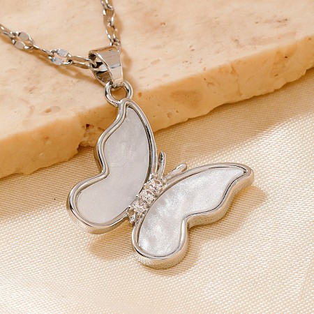 Elegant Fashionable Brass Butterfly Pendant Necklaces for Daily Wear or Parties RL9381-1