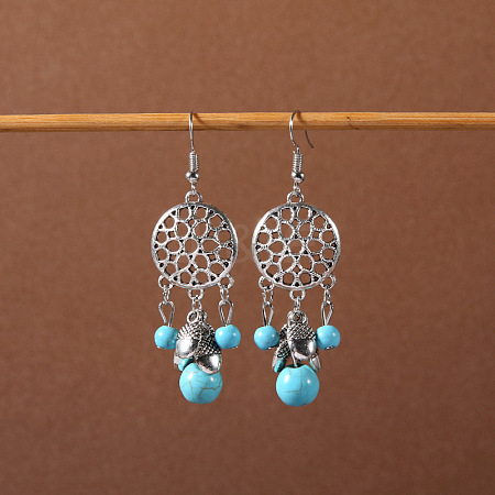Bohemian tassel turquoise earrings JU8957-19-1