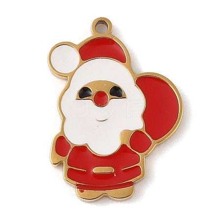 Christmas Theme Ion Plating(IP) 304 Stainless Steel Enamel Pendants STAS-Z083-07G-08-1