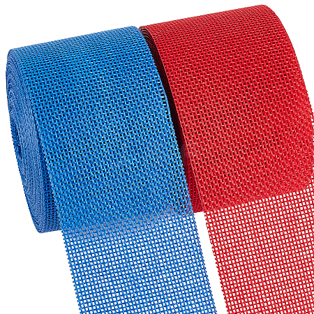 Gorgecraft 2Rolls 2 Colors Polyester Imitation Linen Wrapping Ribbon OCOR-GF0001-78-1