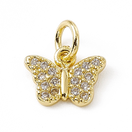 Brass Micro Pave Clear Cubic Zirconia Butterfly Charms ZIRC-F132-43G-1