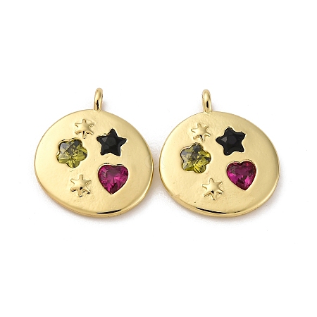 Brass Micro Pave Cubic Zirconia Pendants KK-P308-31G-1