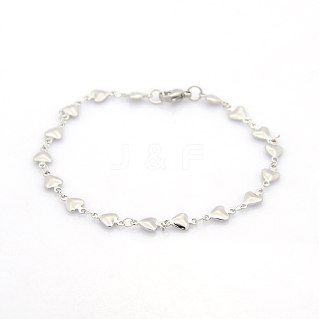 Tarnish Resistant Casual Style 304 Stainless Steel Heart Link Chain Bracelets STAS-O036-05P-1