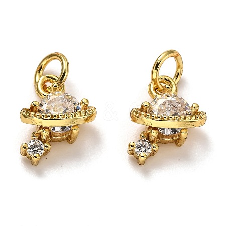 Brass Micro Pave Cubic Zirconia Charms ZIRC-H119-10G-1