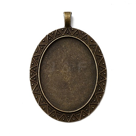 Tibetan Style Alloy Oval Pendant Cabochon Settings TIBEP-M018-47AB-NF-1