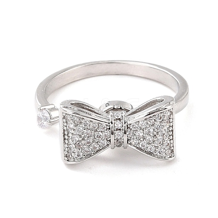 Bowknot Rotatable Open Ring for Women RJEW-M139-03P-1