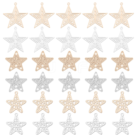 60Pcs 3 Style Brass Pendants KKC-FH0001-01-1