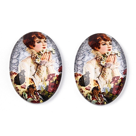 Glass Cabochons GGLA-T004-01W-1