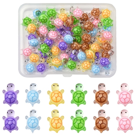 60Pcs 6 Colors Luminous Resin Cabochons RESI-FS0001-95-1