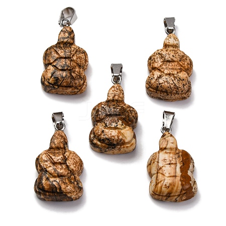 Natural Picture Jasper Pendants G-B127-06P-08-1