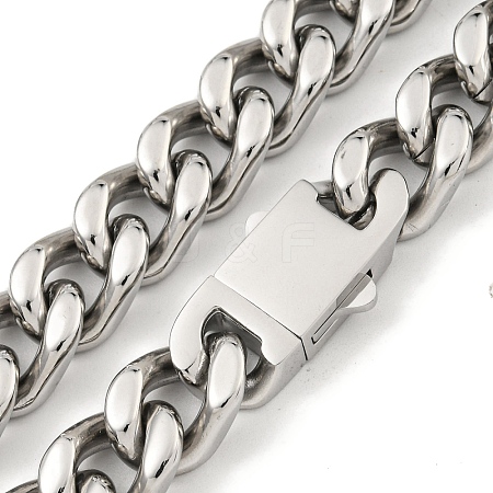 Non-Tarnish 201 Stainless Steel Cuban Link Chain Necklaces for Women and Men NJEW-F322-04P-02-1