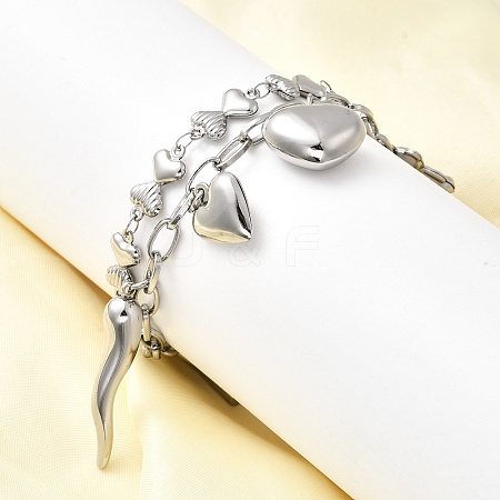 304 Stainless Steel Double-strand Bracelets BJEW-G758-01P-1