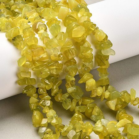Natural Olive Jade Chip Bead Strands X-G-M205-30-1