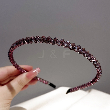 Glass Beaded Hair Bands PW-WG78237-03-1