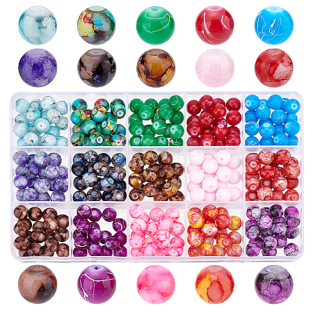   300Pcs 15 Colors Baking Painted Drawbench Glass Beads DGLA-PH0001-14-1