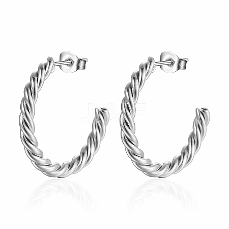 Non-Tarnish Stainless Steel Twist Hoop Earrings for Women YD3923-2-1